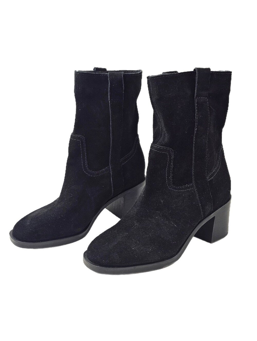 Steve Madden Romney RNEY01S1 Black Genuine Suede Western Boots 6.5M NWOB